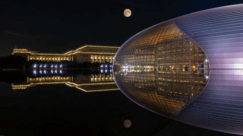 Beijing: Natinonal Center For The Peformance Arts Ticket - The lake, reflections, and the light-show effect: timing changes everything