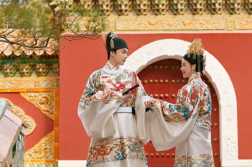 Beijing Traditional Hanfu Experience & Photoshoot for Groups - The photo session outside the Forbidden City moat